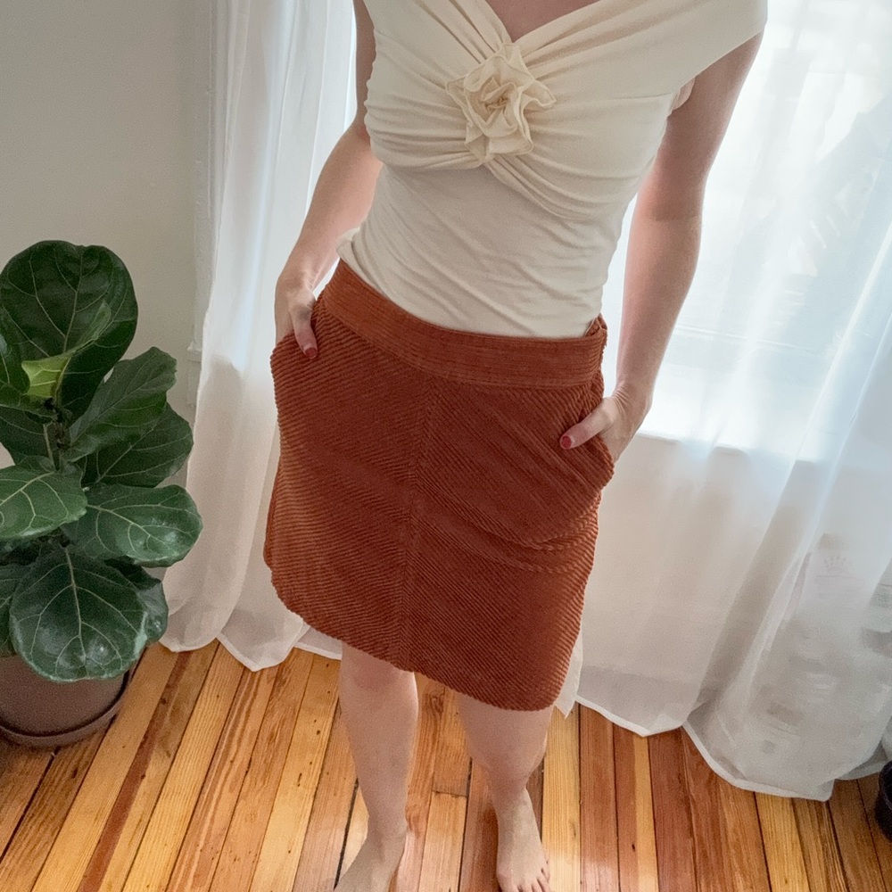 Talbots orange corduroy mini skirt